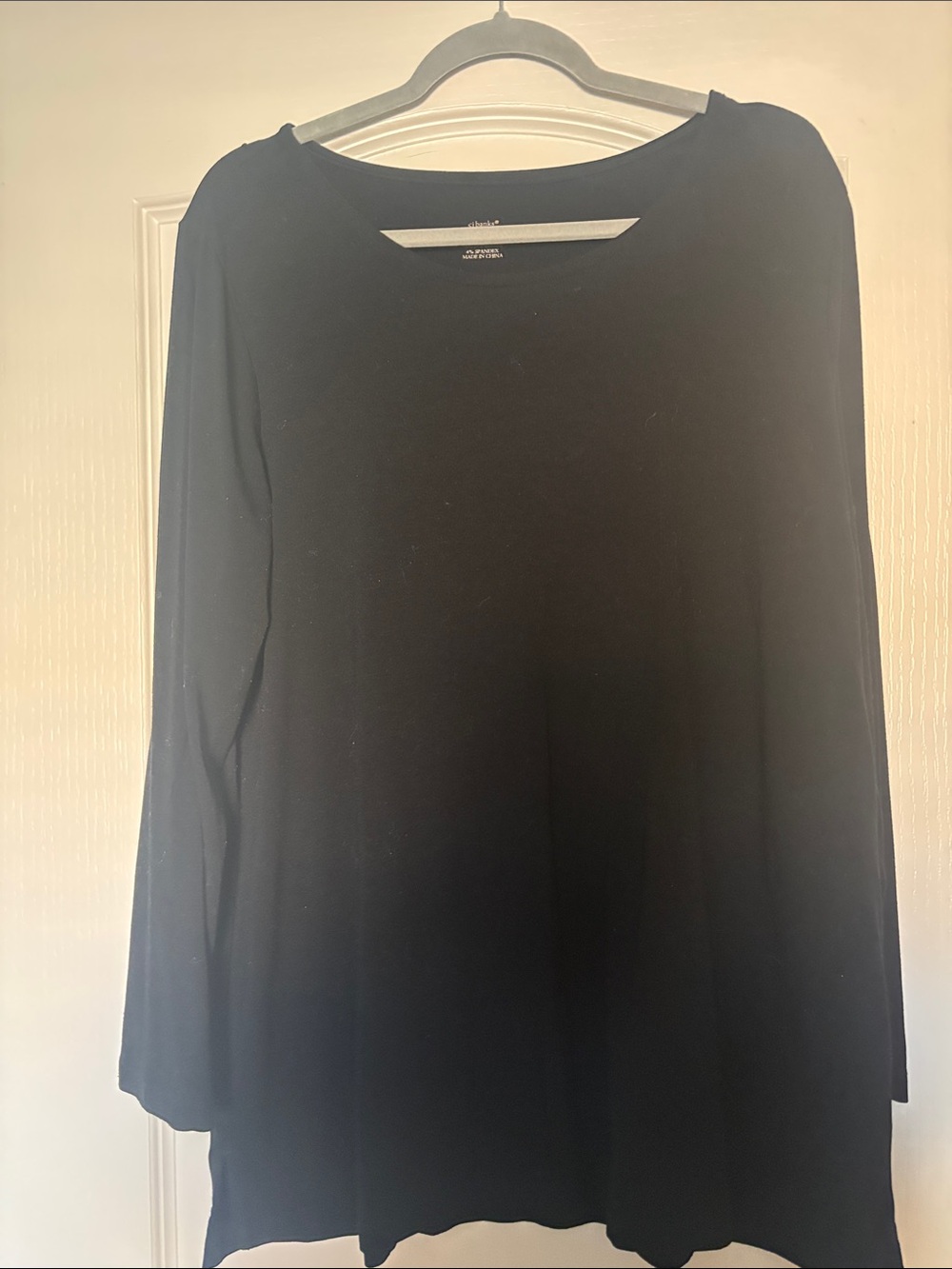 CJ Banks Black Long-Sleeve Crewneck Top